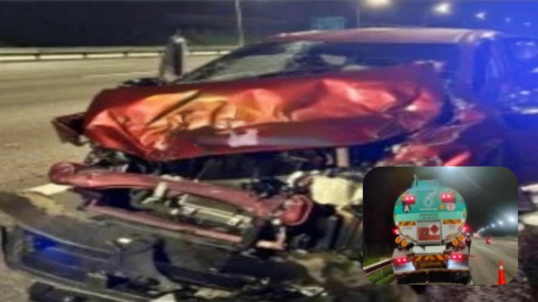 22岁司机高速公路车祸中丧生,轿车追尾油罐车